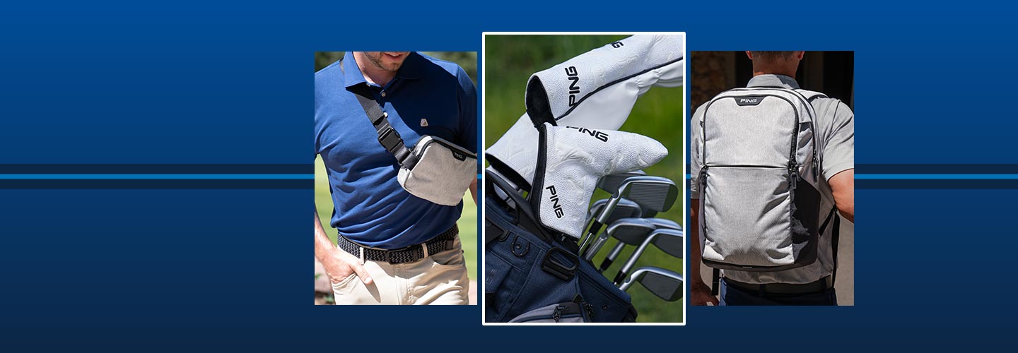 Lifestyle images of various PING accessories 