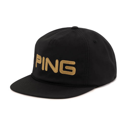 image of gilded ping cap in black, front view