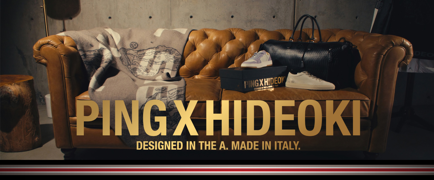 Image of golf apparel and accessories from PING x Hideoki collaboration collection.