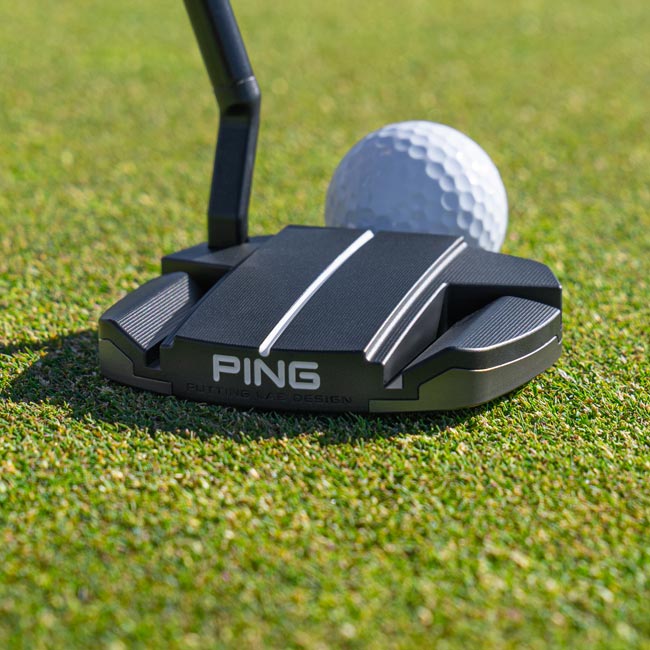 2024 PLD Milled Ally Blue 4 putter behind a golf ball